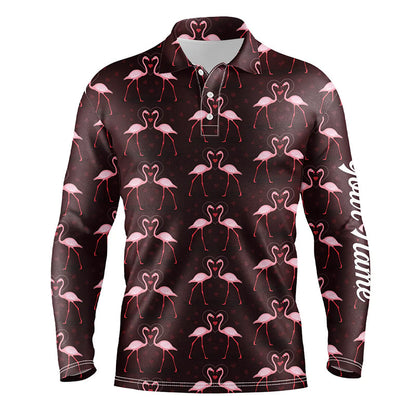 Love pink flamingos pattern custom Mens golf polo shirt, Flamingo golfing gifts NQS6858