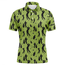 Load image into Gallery viewer, Mens golf polo shirts custom name green mens golf pattern, golf attire for mens NQS6865