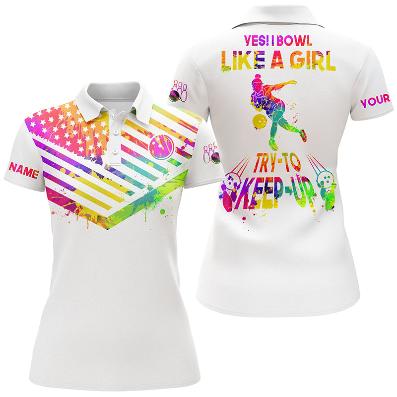 Custom bowling shirt for women – personalized team jersey front view