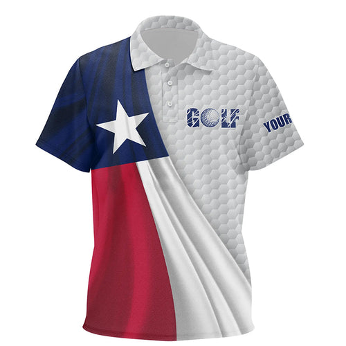 Texas flag white golf ball skin Kid golf polo shirts custom name patriotic golf tops for Kids NQS6867