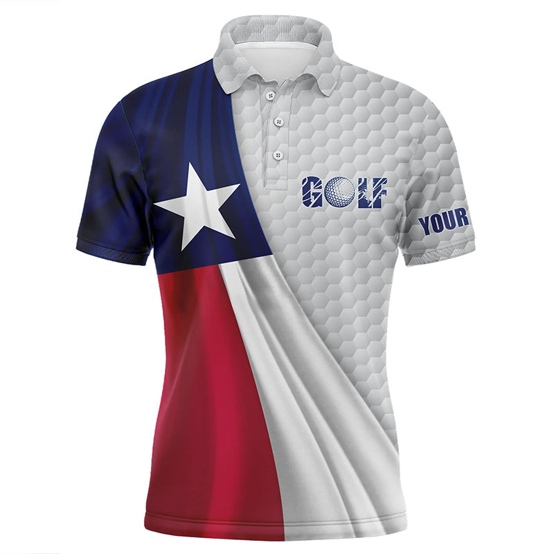 Texas flag white golf ball skin Mens golf polo shirts custom name patriotic golf tops for mens NQS6867