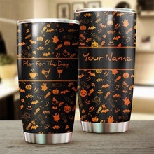 Load image into Gallery viewer, Black orange Halloween background Custom Stainless Steel Tumbler Cup plan for the day coffee golf wine NQS6395