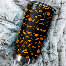 Load image into Gallery viewer, Black orange Halloween background Custom Stainless Steel Tumbler Cup plan for the day coffee golf wine NQS6395