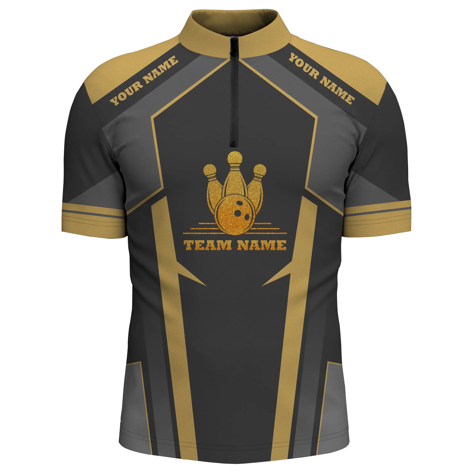 Custom bowling shirt for men – personalized team jersey front view
