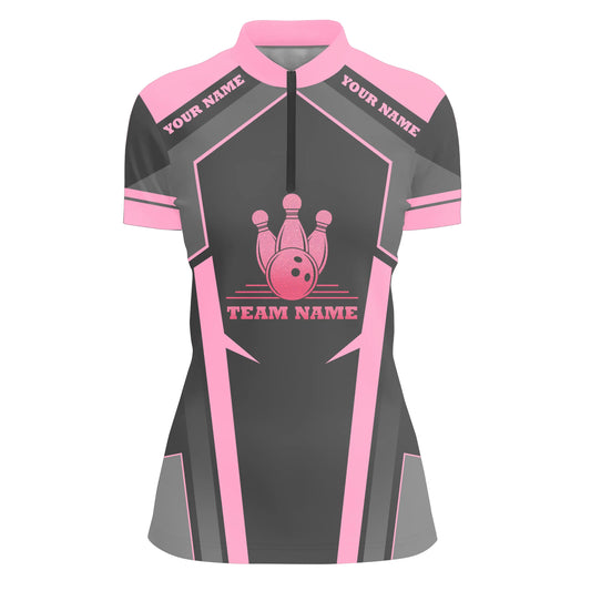 Custom bowling shirt for women – personalized team jersey front view