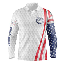 Load image into Gallery viewer, American flag white golf ball Mens golf polo shirt custom patriotic mens golf shirts NQS6429