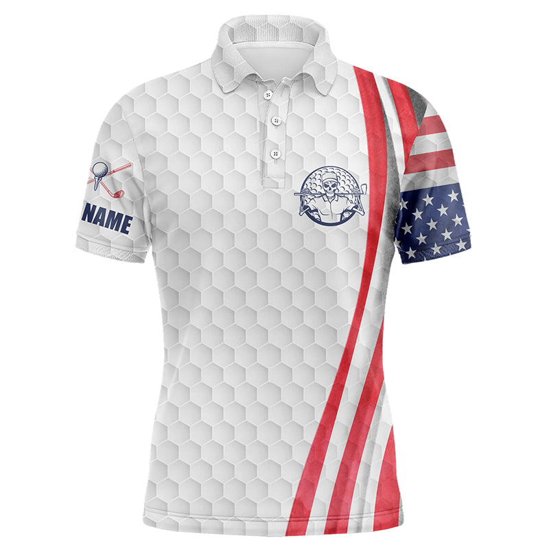 American flag white golf ball Mens golf polo shirt custom patriotic mens golf shirts NQS6429