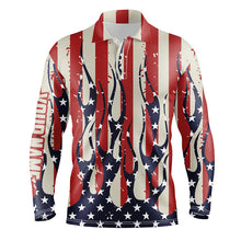 Load image into Gallery viewer, Men golf polo shirt custom American flag fire male golf attire for men, mens golf tops NQS7057