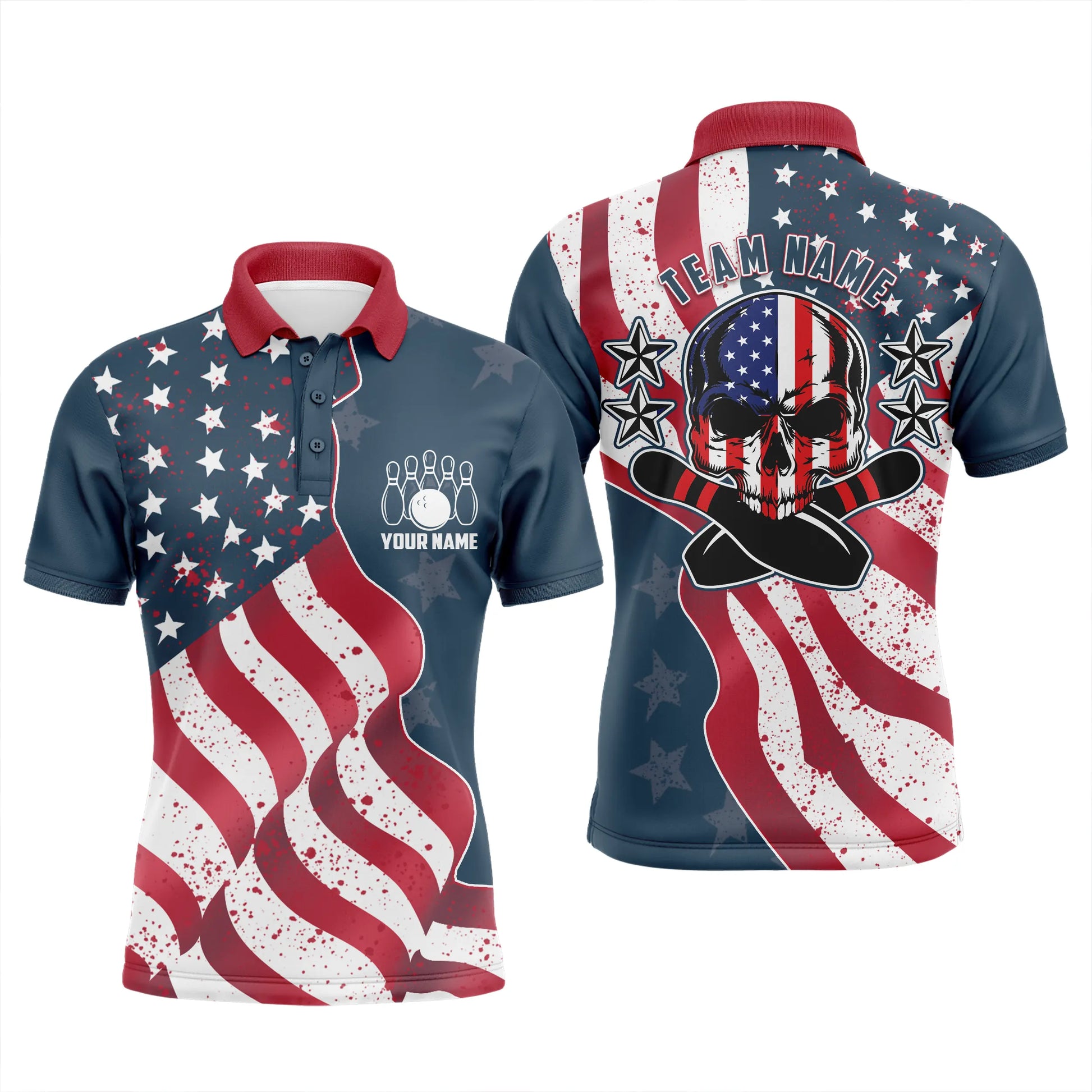 Custom bowling shirt for men – personalized team jersey front view