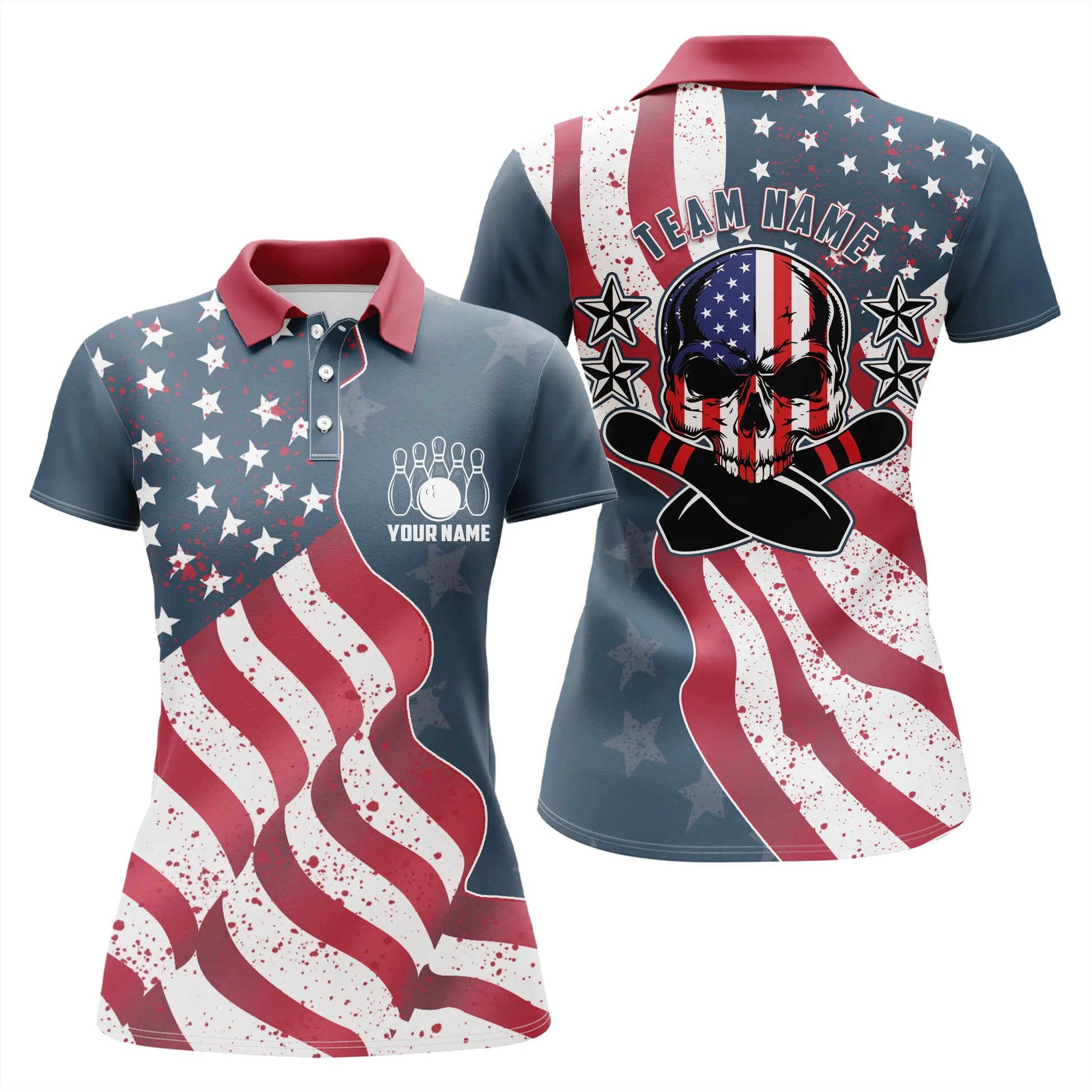 Custom bowling shirt for women – personalized team jersey front view