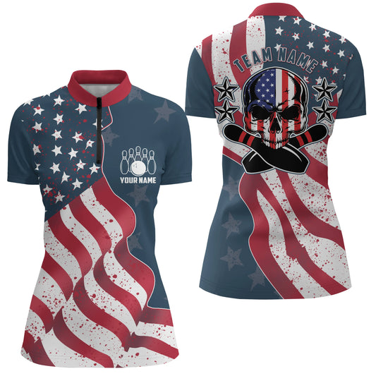 Custom bowling shirt for women – personalized team jersey front view