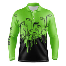 Load image into Gallery viewer, Green and black golf clubs Mens golf polo shirts custom name male golf attire for men NQS6430