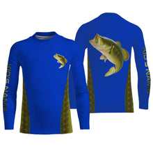 Load image into Gallery viewer, Largemouth Bass fishing blue ocean bass scales Custom Name 3D All over printed Fishing Shirts UV protection UPF 30+ NQS2535