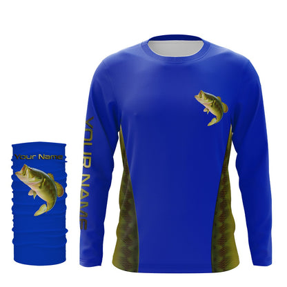 Largemouth Bass fishing blue ocean bass scales Custom Name 3D All over printed Fishing Shirts UV protection UPF 30+ NQS2535