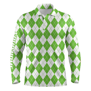 Christmas plaid green and white argyle Pattern Men golf polo shirts custom name golf gifts for men NQS4414