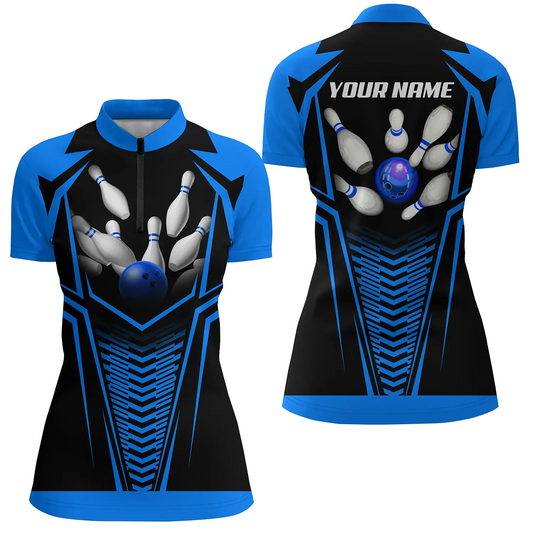 Custom bowling shirt for women – personalized team jersey front view