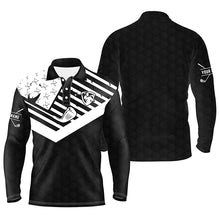 Load image into Gallery viewer, Black white Mens golf polo shirt custom American flag golf clubs patriotic golf polo shirts for men NQS5329