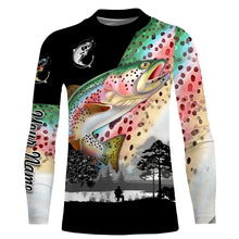 Load image into Gallery viewer, Rainbow trout fishing scales Custom name performance anti UV long sleeve fishing shirts jerseys NQS3667