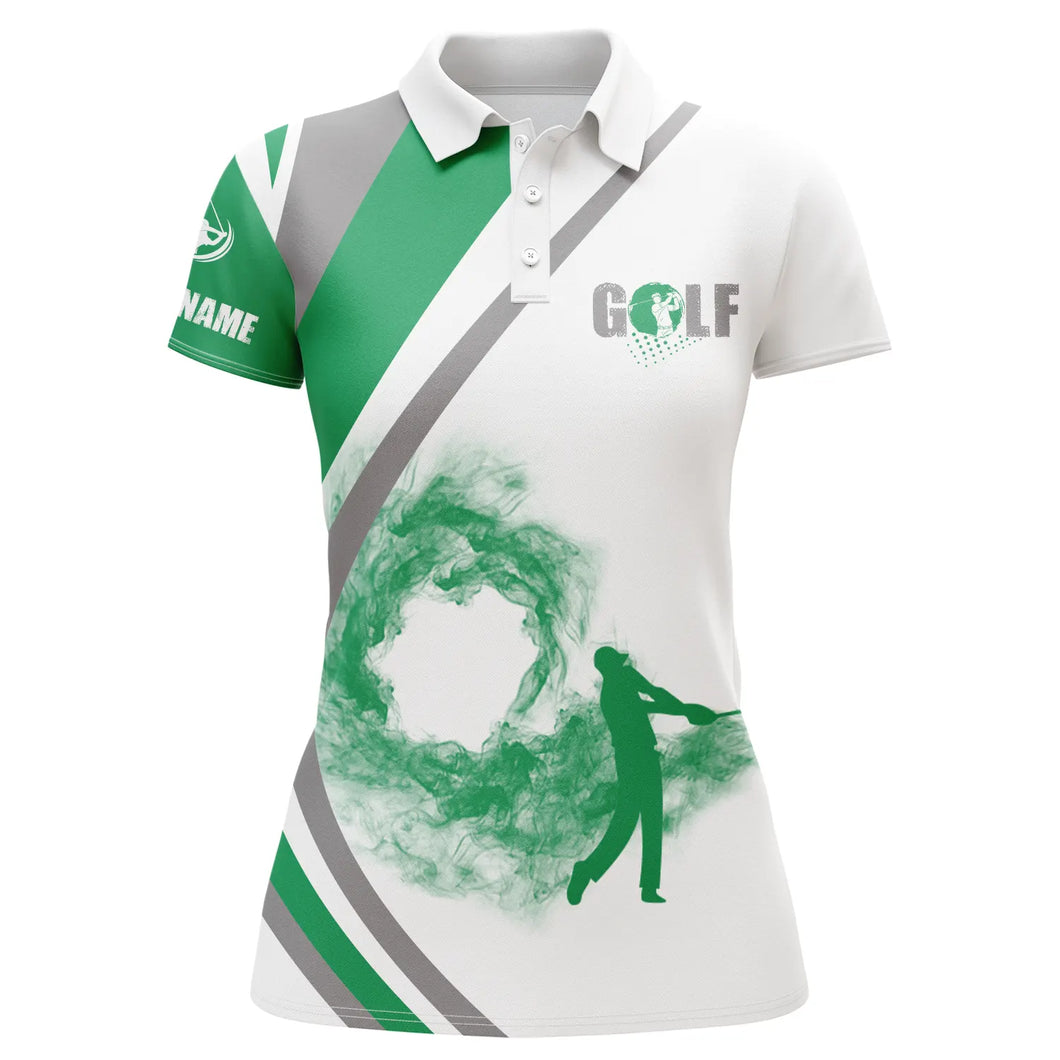White short sleeve golf polo shirts for women custom name golfer gifts, ladies golf tops | Green NQS4799