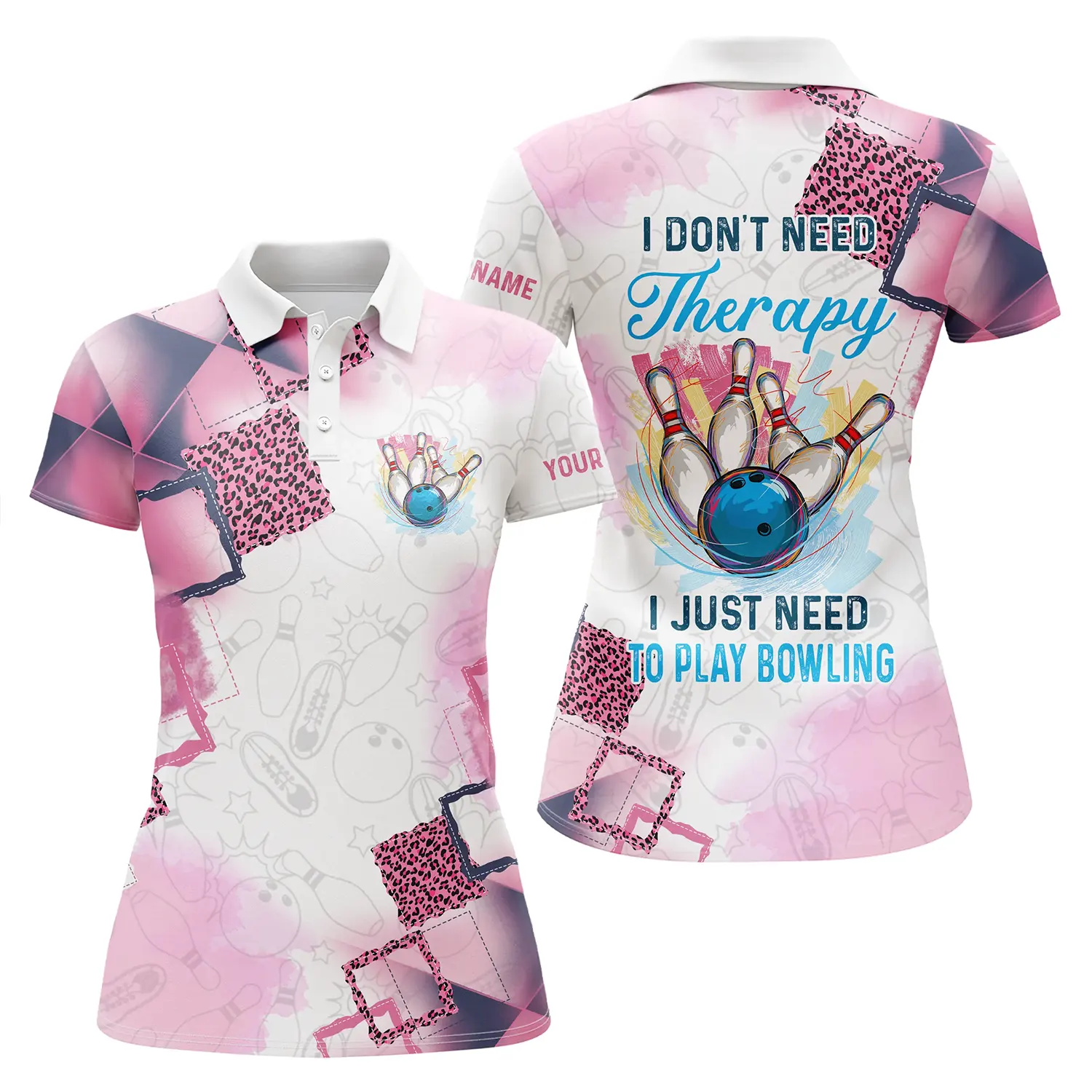 Custom bowling shirt for women – personalized team jersey front view