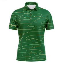 Load image into Gallery viewer, Mens golf polo shirts custom name mens green Golf Course pattern tournament golf polo shirts NQS5079