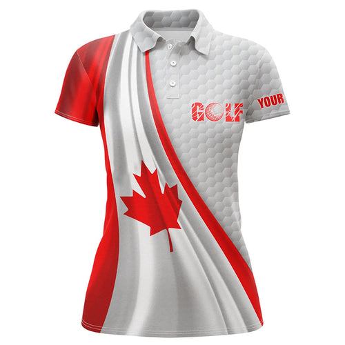 Canadian flag white golf ball skin Womens golf polo shirts custom name patriotic golf tops for women NQS6740