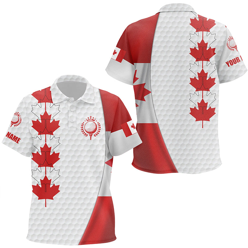 Canadian flag Kid golf polo shirts custom Maple leaves patriotic white golf ball skin shirts for Kid NQS6743