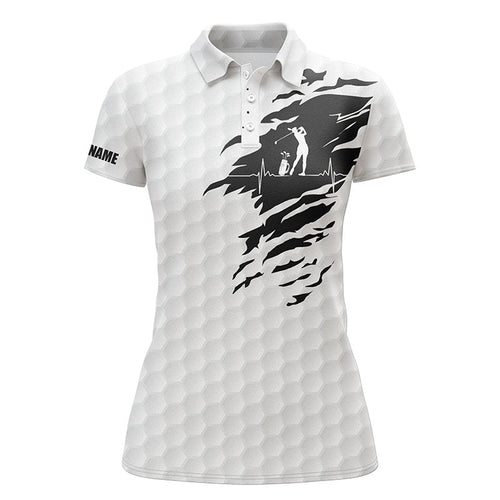 Womens golf polo shirts custom name golf ball pattern white golf shirt, gifts for golf lovers NQS4472