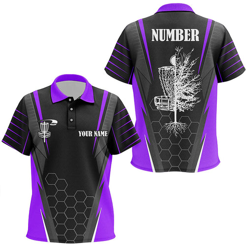 Kid disc golf polo shirt custom disc golf shirt, disc basket golf gifts for children | Purple NQS7105