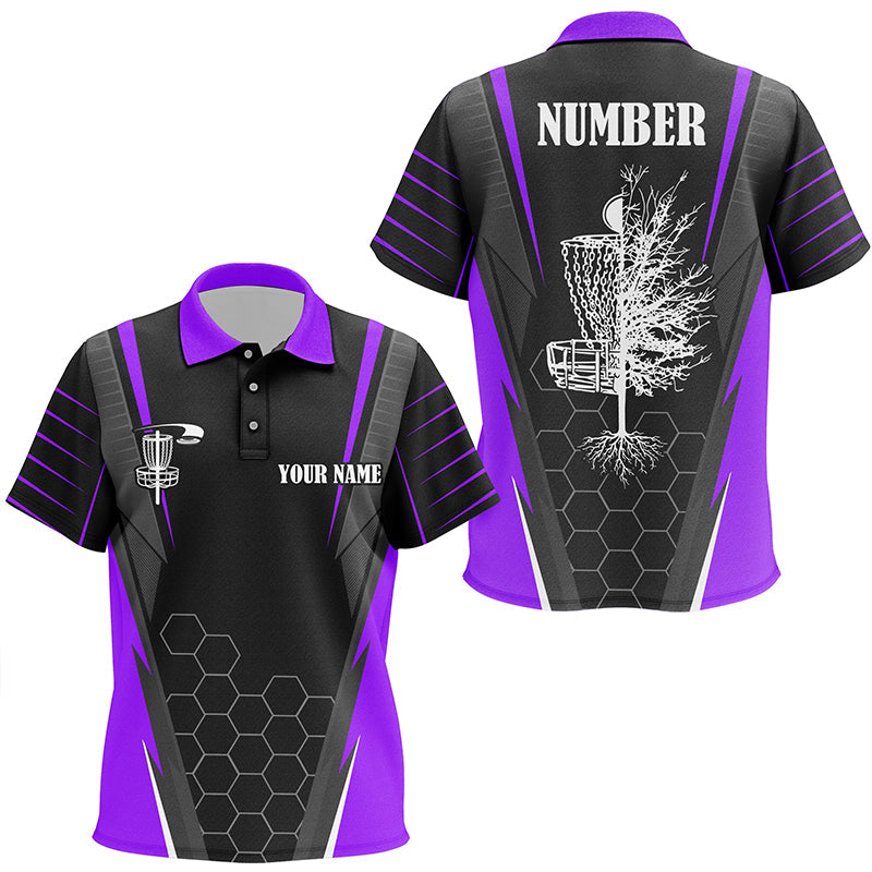 Kid disc golf polo shirt custom disc golf shirt, disc basket golf gifts for children | Purple NQS7105