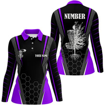 Load image into Gallery viewer, Womens disc golf polo shirt custom name disc golf shirt, disc basket golf gifts for ladies | Purple NQS7105