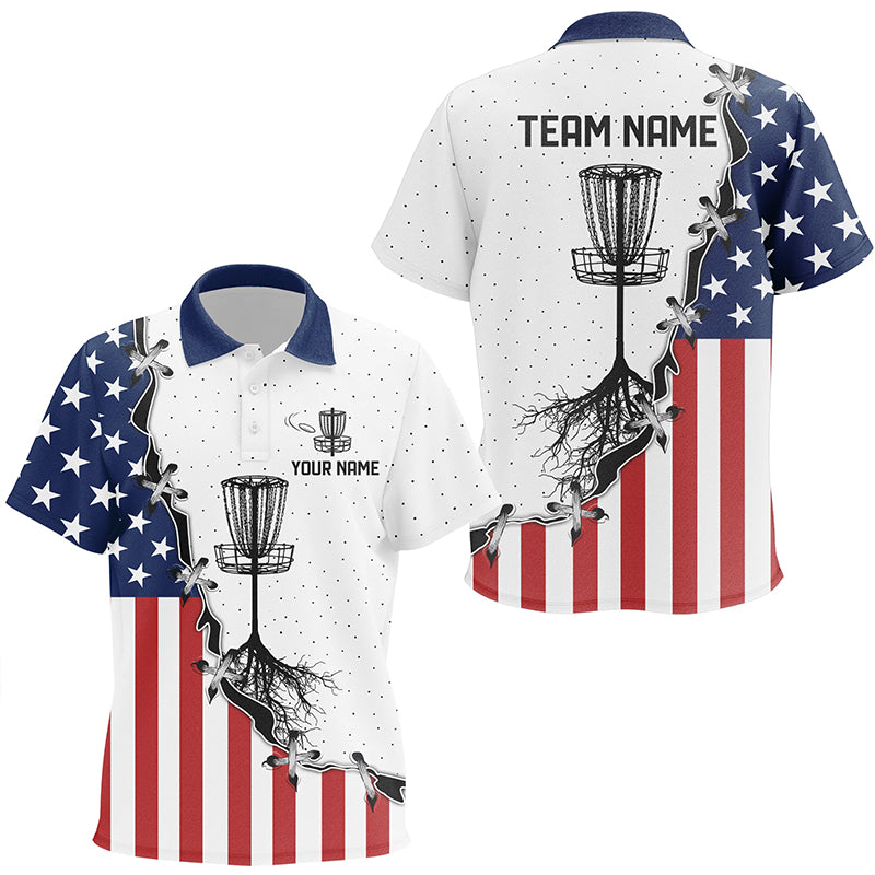 Red, white and blue American flag Kid disc golf polo shirts custom disc basket disc golf shirt NQS6765