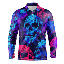 Load image into Gallery viewer, Colorful gradient skull pattern Mens golf polo shirt custom men&#39;s golf shirts, best golf gifts for men NQS6522