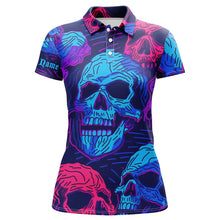 Load image into Gallery viewer, Colorful gradient skull pattern Womens golf polo shirts custom golf tops for women, best golf gifts NQS6522