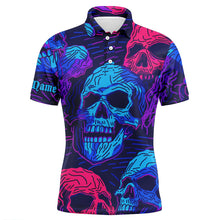 Load image into Gallery viewer, Colorful gradient skull pattern Mens golf polo shirt custom men&#39;s golf shirts, best golf gifts for men NQS6522