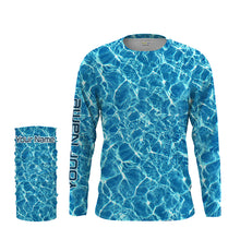 Load image into Gallery viewer, Custom Saltwater Long sleeve Fishing Shirts UV Protection, Blue Ocean Sea wave camo Fishing Shirts - NQS2173