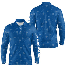 Load image into Gallery viewer, Mens golf polo shirt custom blue golf pattern polos shirt for men, personalized golf gifts NQS6577
