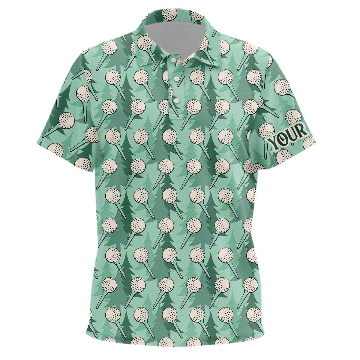 Kid golf polo shirts custom name green pine tree golf tees pattern, golf outfits for Kids NQS6866
