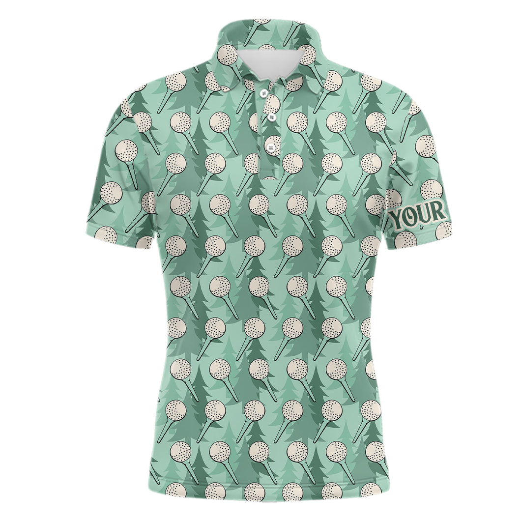 Mens golf polo shirts custom name green pine tree golf tees pattern, golf outfits for mens NQS6866