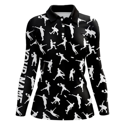 Black Women disc golf polo shirt custom disc golf jerseys, disc team golf shirt for womens NQS6417