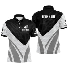Load image into Gallery viewer, Black and white Men golf polo shirts custom golf ball fire mens printed golf shirts NQS7063