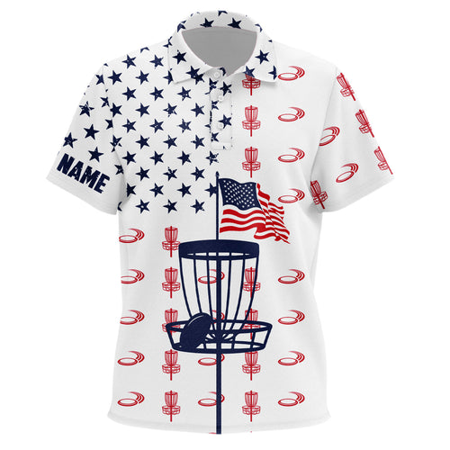Red, white and blue American flag Kid disc golf polo shirts custom patriotic disc golf shirt NQS6766