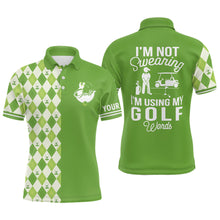 Load image into Gallery viewer, Green argyle plaid pattern Mens golf polo shirt custom I'm not swearing, I'm using my golf words NQS6515