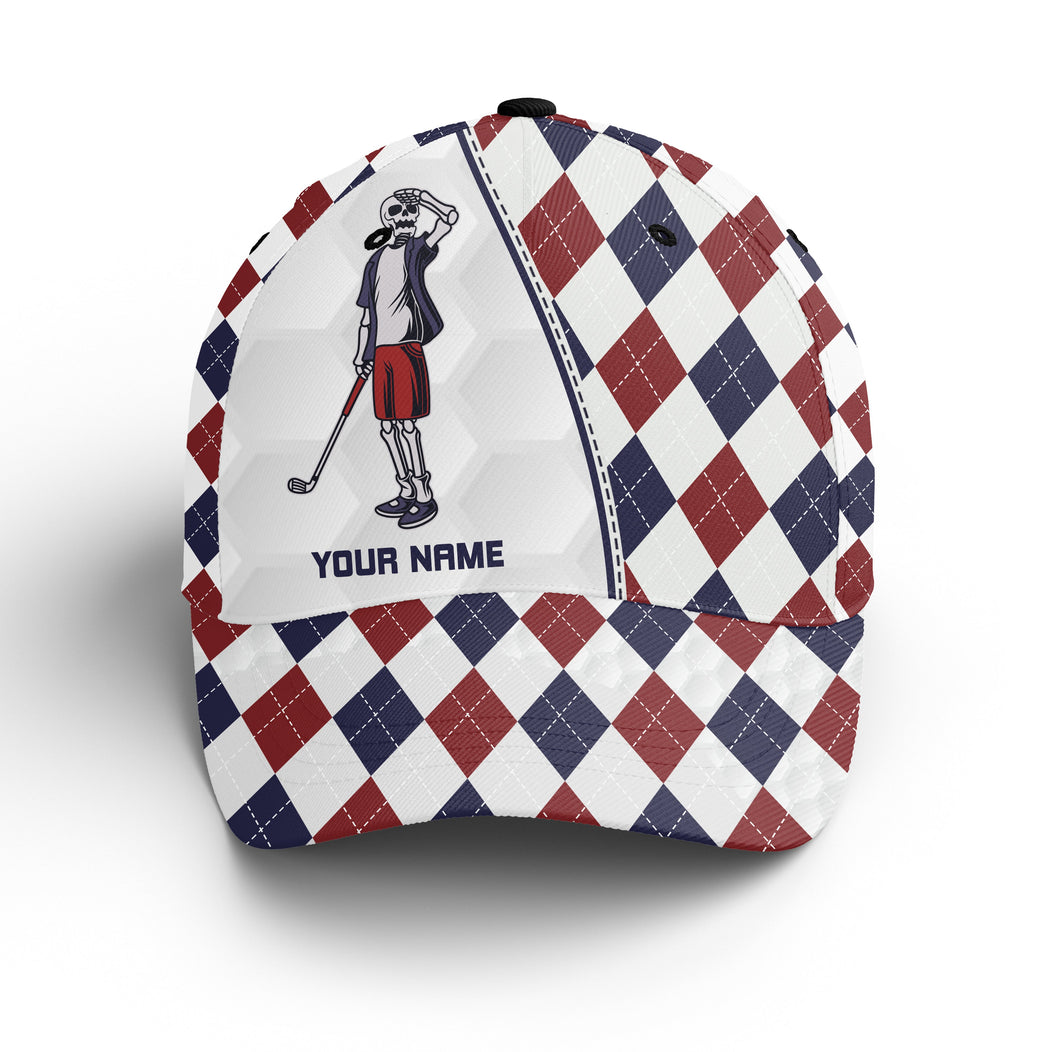 Red white and blue Golfer hat custom name skull golf hats Unisex Baseball men golf hats, golfing gift NQS6609