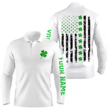 Load image into Gallery viewer, Mens golf polos shirts custom American flag green shamrock st patrick&#39;s day patriotic Mens golf top NQS7041