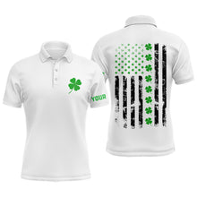 Load image into Gallery viewer, Mens golf polos shirts custom American flag green shamrock st patrick&#39;s day patriotic Mens golf top NQS7041