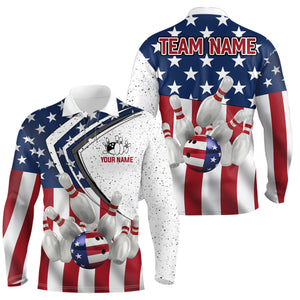 American flag retro Bowling Shirts For Men Custom Patriotic Bowling Team League Jerseys Polo Shirts NQS6714