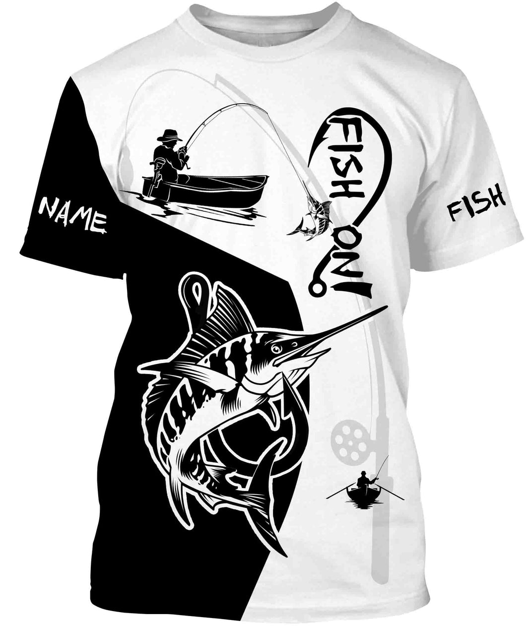 Marlin Fish On Custome Name 3D All Over Printed Shirts For Adult And Kid Personalized Fishing gift NQS358