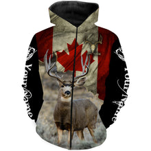 Load image into Gallery viewer, Mule Deer Canada flag 3D all over print Shirts, Personalized hunting gifts for Men, Women and Kid FSD3177