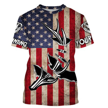 Load image into Gallery viewer, Personalized Deer Hunting American Flag Shirts Customize Name 3D Deer Antler All Over Printed Shirts FSD3398